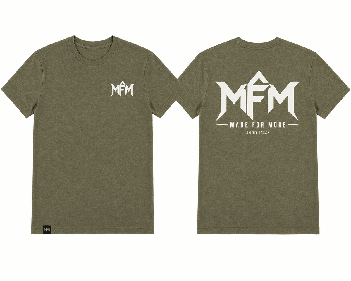 MFM Logo John 14:27 T-shirt featuring faith-inspired design for peace and strength