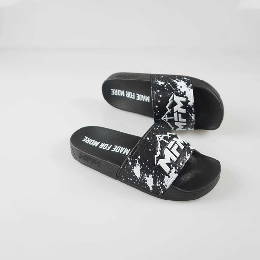 Black MFM Slides designed for comfort and faith, perfect for casual wear and gym sessions