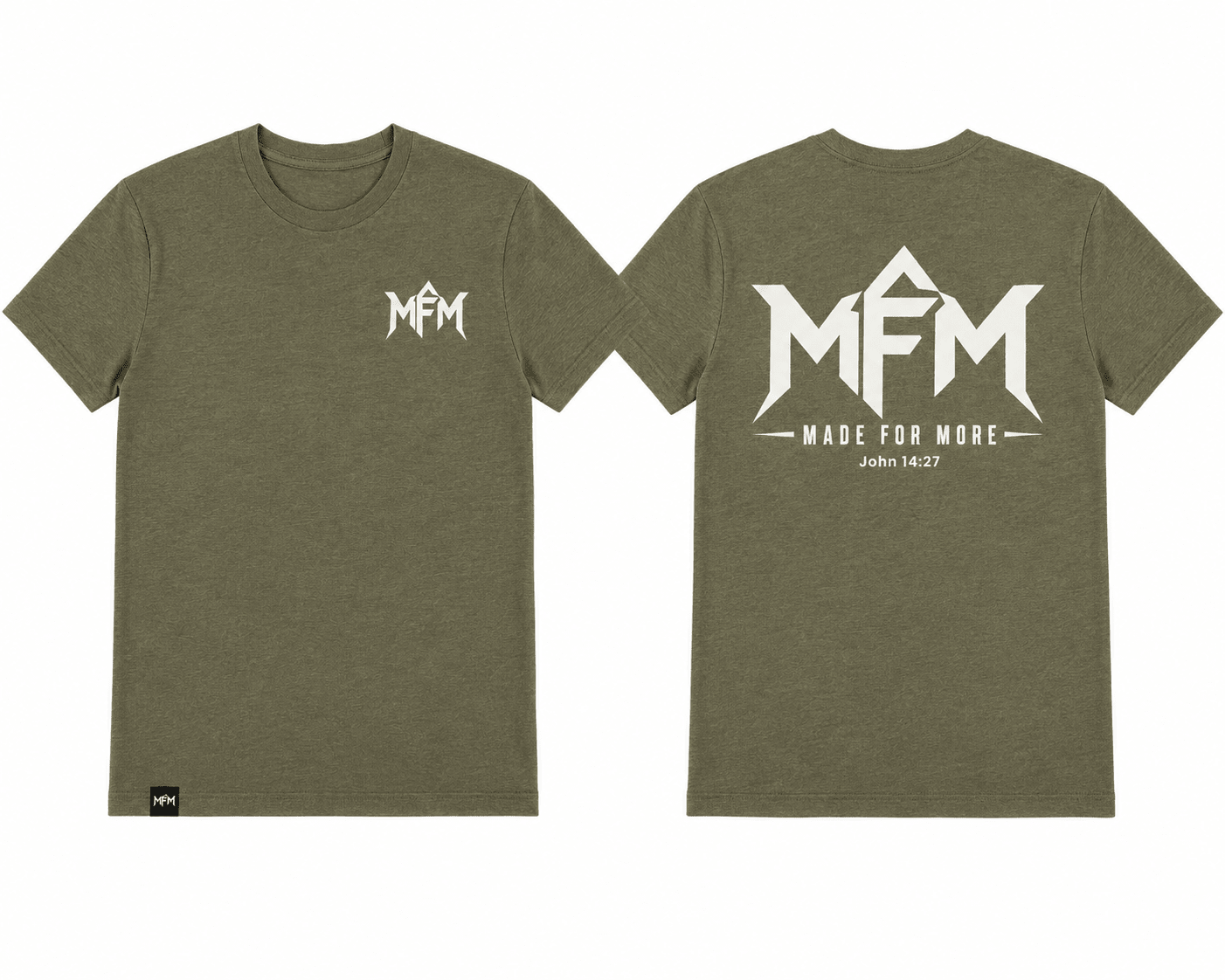 MFM Logo John 14:27 T-shirt featuring faith-inspired design for peace and strength