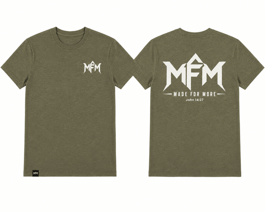 MFM Logo John 14:27 T-shirt featuring faith-inspired design for peace and strength